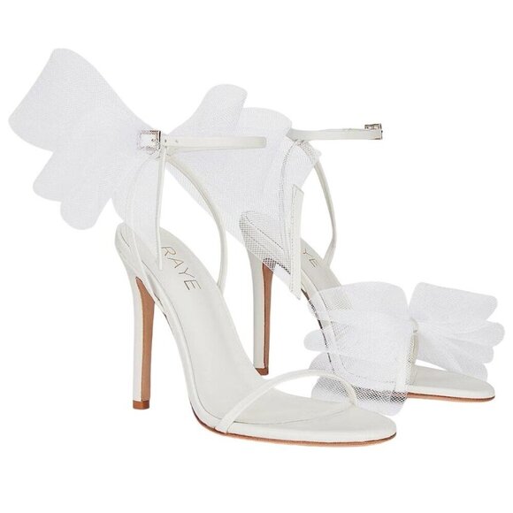 Raye Bubbly High Heels in Ivory 8 New with Box Womens Bridal Bow Sandals - Picture 1 of 16